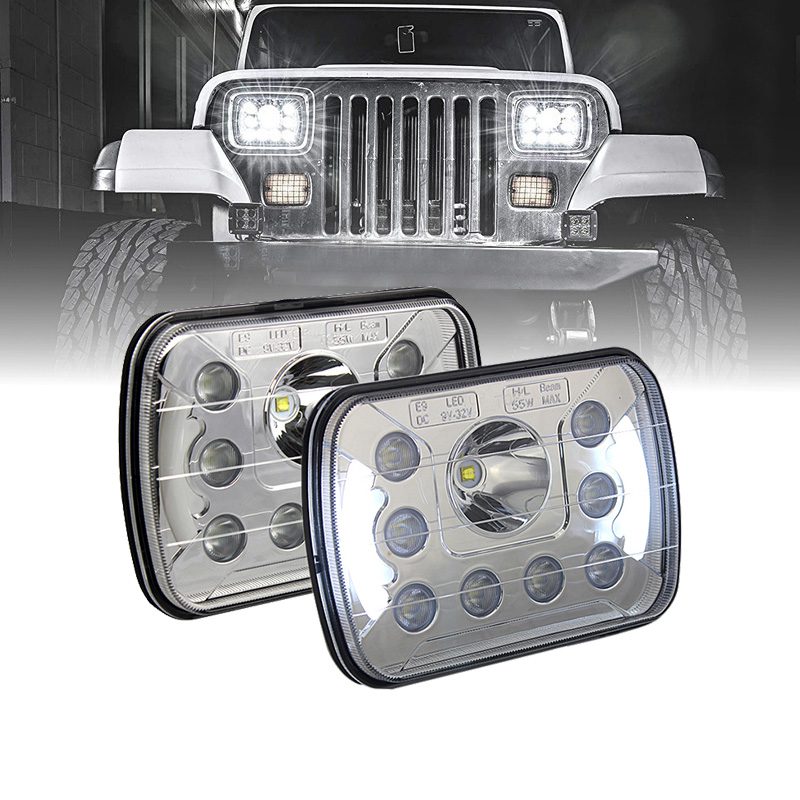 1 Pair 7×6 Inch LED Headlights 110W 5×7 Led Headlamp for 19842001 Jeep Cherokee XJ Truck Van 4×