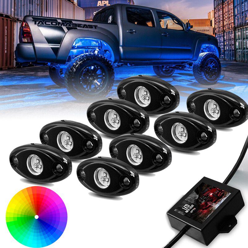 8pcs LED Rock Light Pods Neon LED Light Kit for Jeep Off Road Truck Underglow 