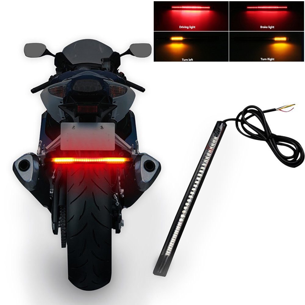 LED Motorcycle Light Strip Waterproof Flexible Rear Tail Signal Lamp Accessory 