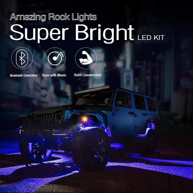 8X 9W LED Rock Light 4 Pods Lights for Off Road Truck Car SUV Under Wheel 4X4