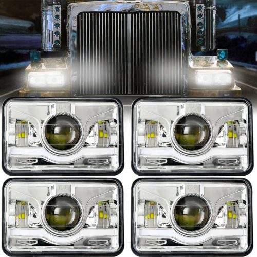 BAOLICY 4x6 Led Headlights Dot Approved with White/Yellow Halo Seal Beam Replace H4651 H4656 H6545 H4668 with DRL Turn Signal Light Compatible with Chevrolet Ford Kenworth Peterbilt Semi Truck 4PCS 
