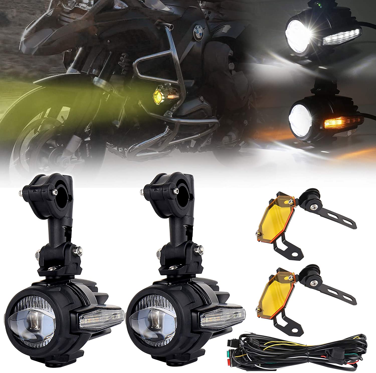 Doxmall Motorcycle LED Auxiliary Fog Light for BMW R1200GS/ADV F800GS