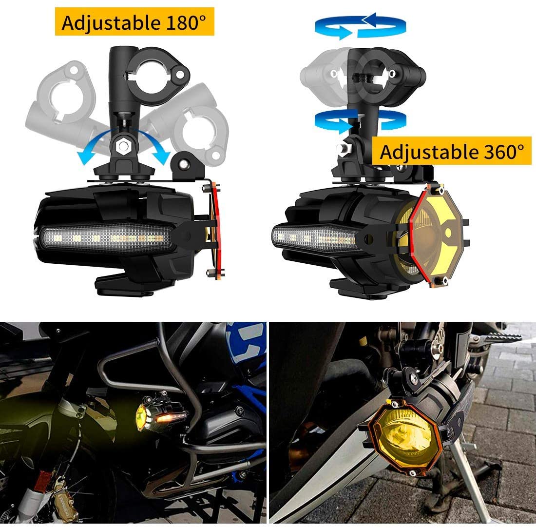 Replacement LED Motorcycle Auxiliary Fog Light Assemblie Driving Lamp With DRL Turn Signal Light Brackets for R1200GS/ADV/F800GS