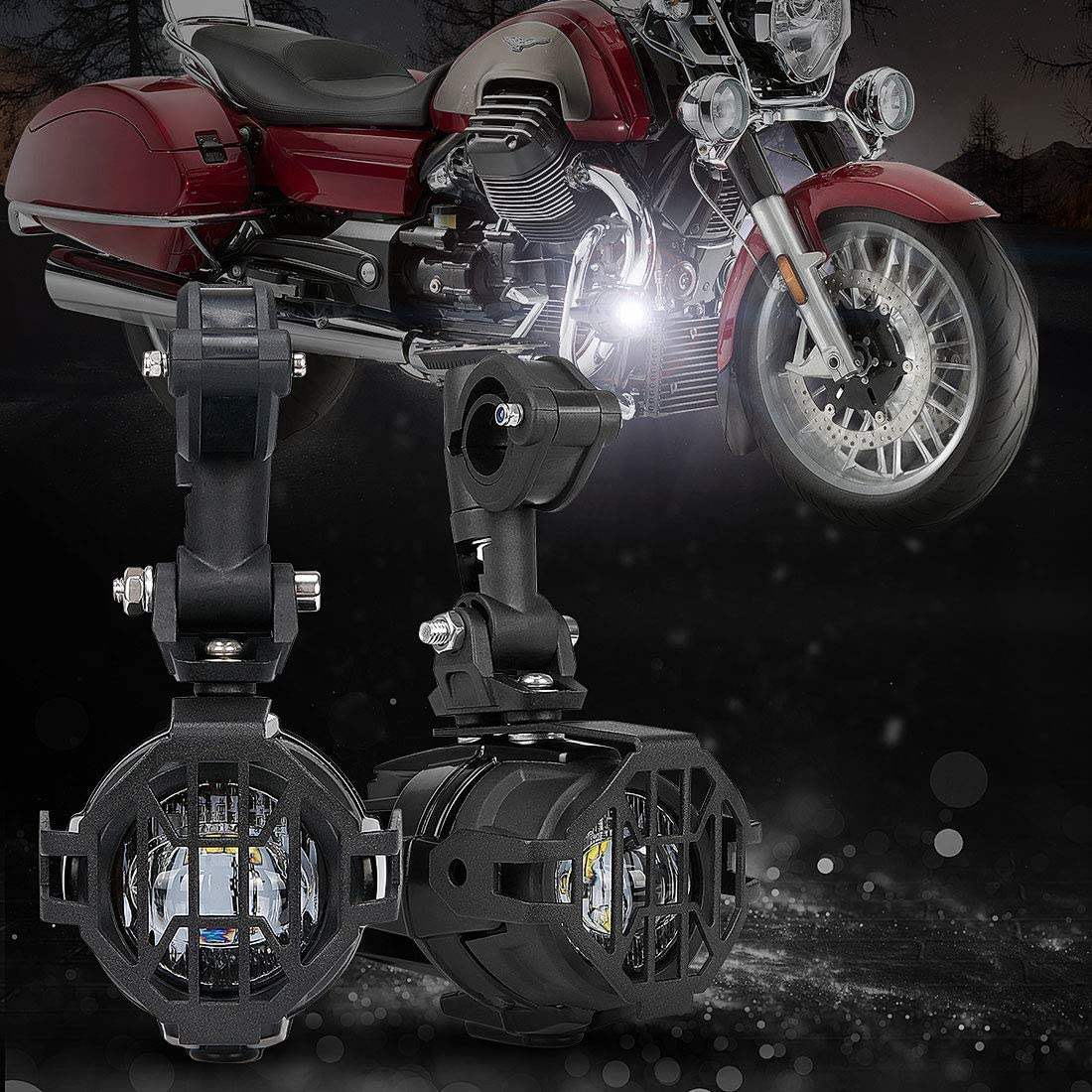 Motorcycle LED Auxiliary Driving Fog Light Accessories with Brackets Protect Net for F700GS/F650S/K1600