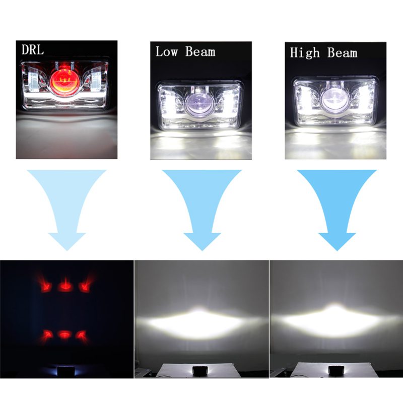 Doxmall 2Pcs/4Pcs 4x6 Led Headlights H4 Rectangular Sealed Beam Headlamps with DRL for Peterbilt Kenworth Freightliner Ford Probe Oldsmobile Cutlass H4651 H4652 H4656 H4666 H6545 - Image 10