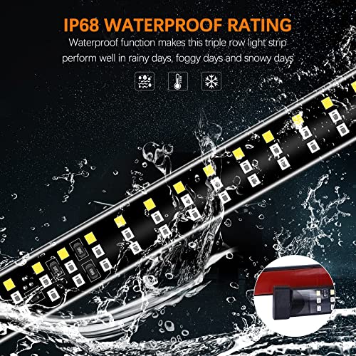 60'' Led Triple Truck Tailgate Light Flexible Silicone Bar Strip Sequentail Amber Turn Signal White Reverse Red Brake Light Universal for 4x4 Offroad F150 Wrangler Pick Up Trucks RV SUV - Image 3