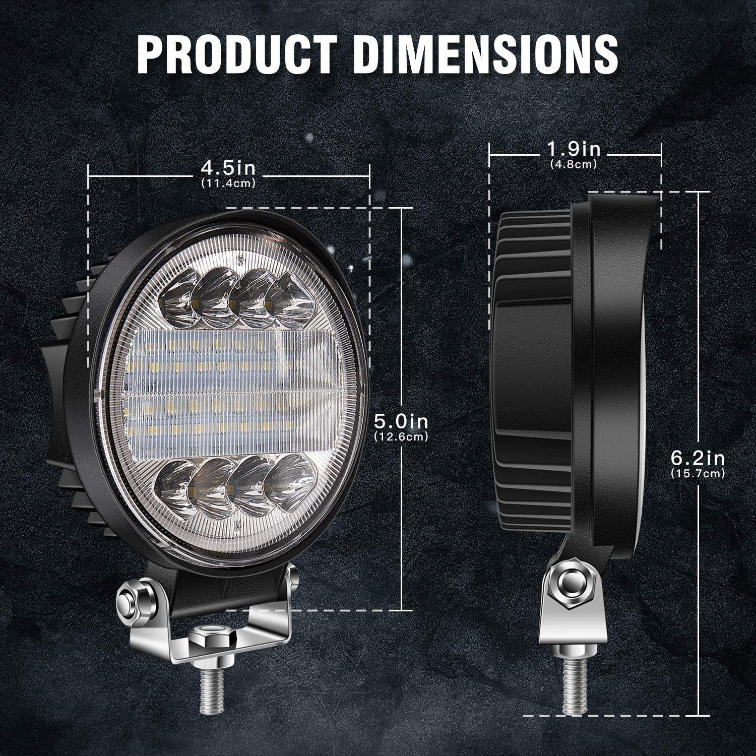 Amber Angel Eye-Shape 4.5" LED Pods 2-Pack Off Road LED Light Bar Spot Flood Combo Round Work Light Fog Lights Driving Lights for Truck Jeep SUV ATV UTV Pickup Pack of 2 - Image 5