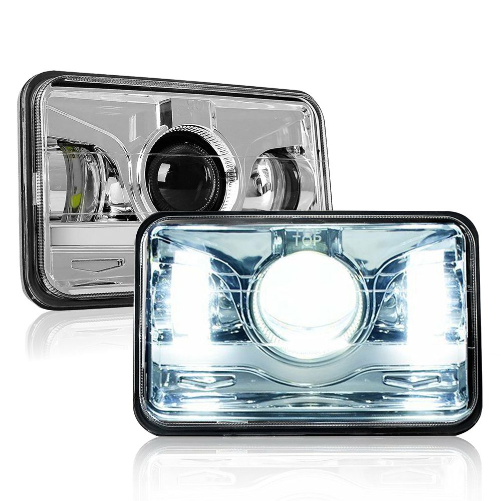 Doxmall 2Pcs/4Pcs 4x6 Led Headlights H4 Rectangular Sealed Beam Headlamps with DRL for Peterbilt Kenworth Freightliner Ford Probe Oldsmobile Cutlass H4651 H4652 H4656 H4666 H6545 - Image 2