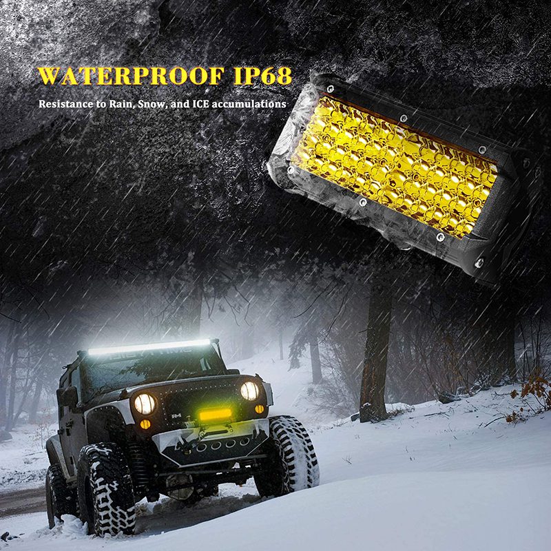 Doxmall 1 Pair 7 Inch Yellow Led Light Bars 96 PCS Led Quad Row