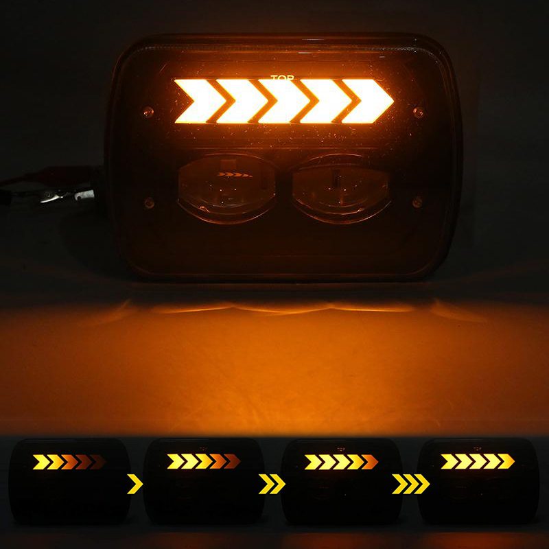 2 Pairs 4x6 inch Replacement Rectangular H4651 H4652 H4656 H4666 H6545 LED Headlights for Feightliner Peterbil Kenworth Ford Probe Chevy Oldsmobile Cutlass with Hi/Lo Beam Sequential Turn Singal DRL - Image 3