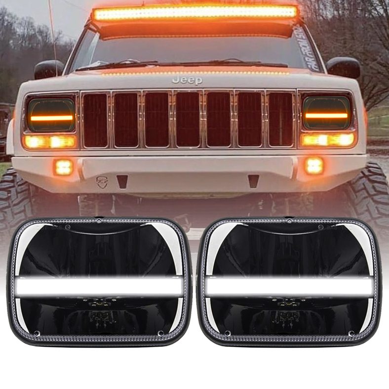 210W 5x7'' 7x6'' LED Headlight Hi-Lo Beam DRL For Jeep Cherokee XJ Wrangler YJ 