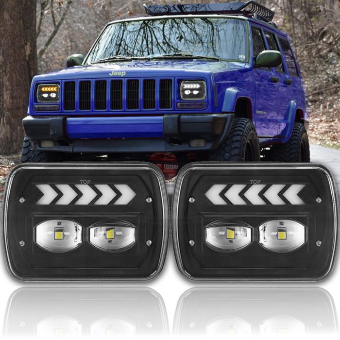 Sequential Turn Singal with DRL 5×7 LED Headlight for 1984