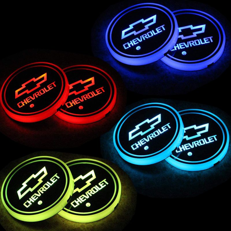 Autaces 2pcs LED Car Cup Holder Lights Mats Pad Colorful RGB Drink Coaster Accessories Interior Decoration Atmosphere for Jeep Grand Cherokee Wrangler Cherokee Renegade Compass Patriot 