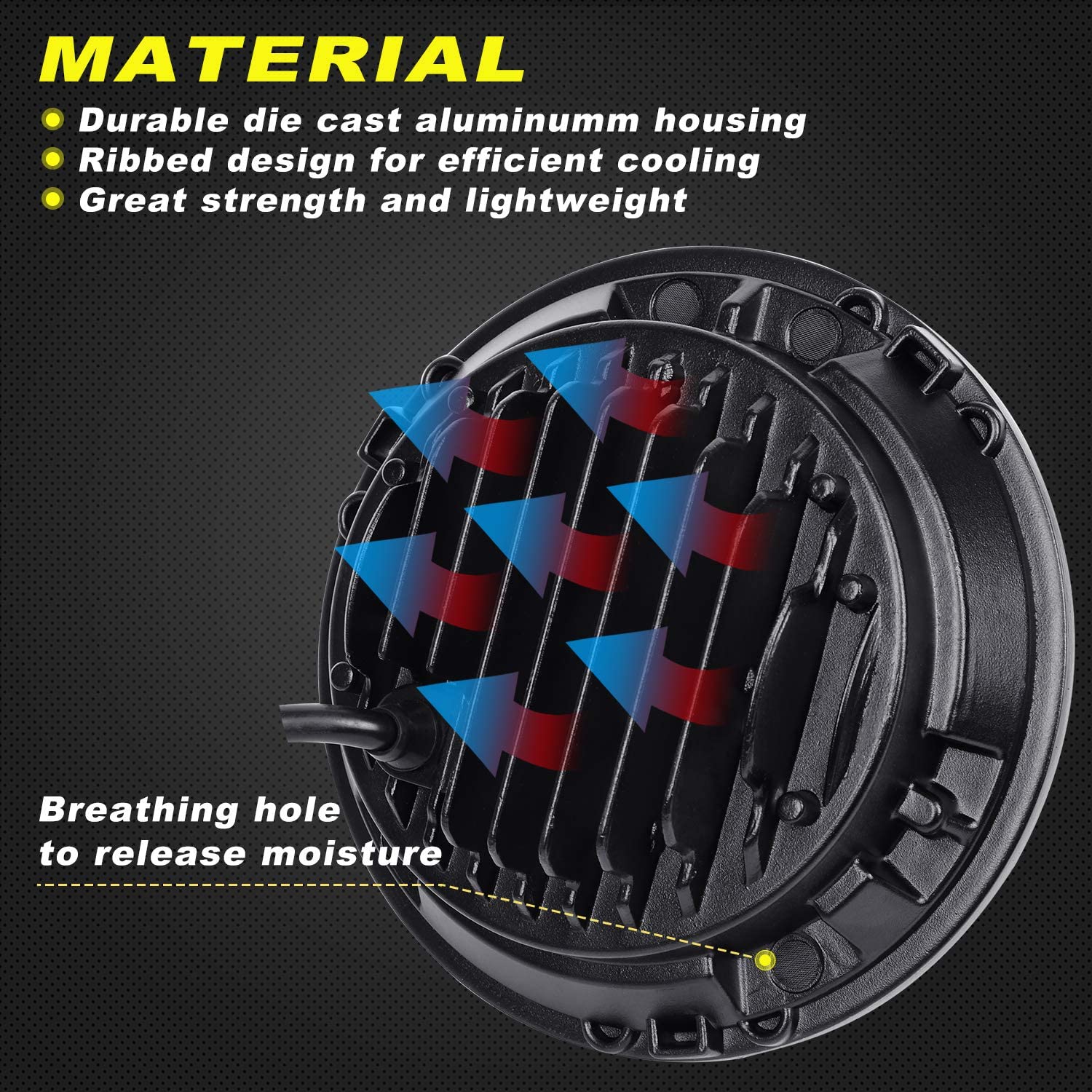 Doxmall H6024 7 inch Wrangler JK LJ TJ CJ Headlight 120W with White Halo and Amber Turn Signal fit for 03-09 Hummber H1 H2 Pack of 2 - Image 9