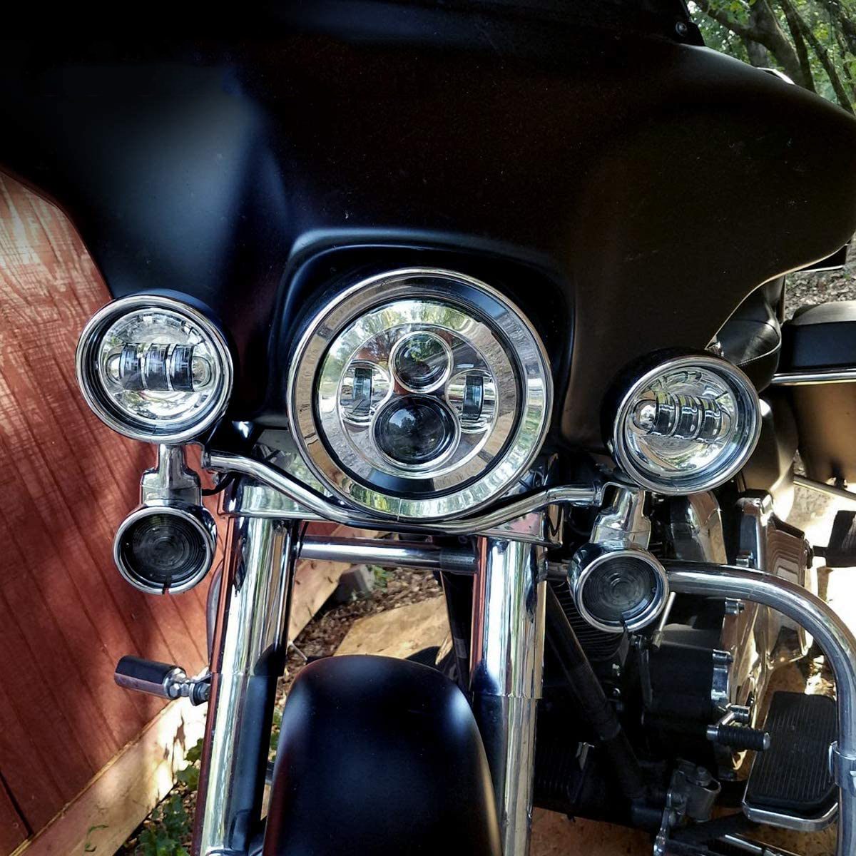 DOT 7" LED Projector Motor Headlight 4.5" Passing Lights For Harley Davidson