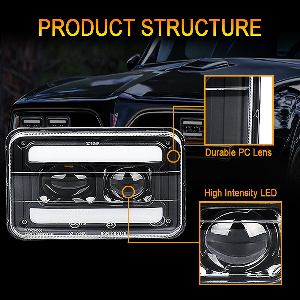 Doxmall 2Pcs/4Pcs New 4X6 Led Headlights Pontiac Firebird Headlamp with Turn Signal Replace H4651 H4656 Chevy Camaro Monte Carlo Truck Peterbilt Kenworth - Image 3
