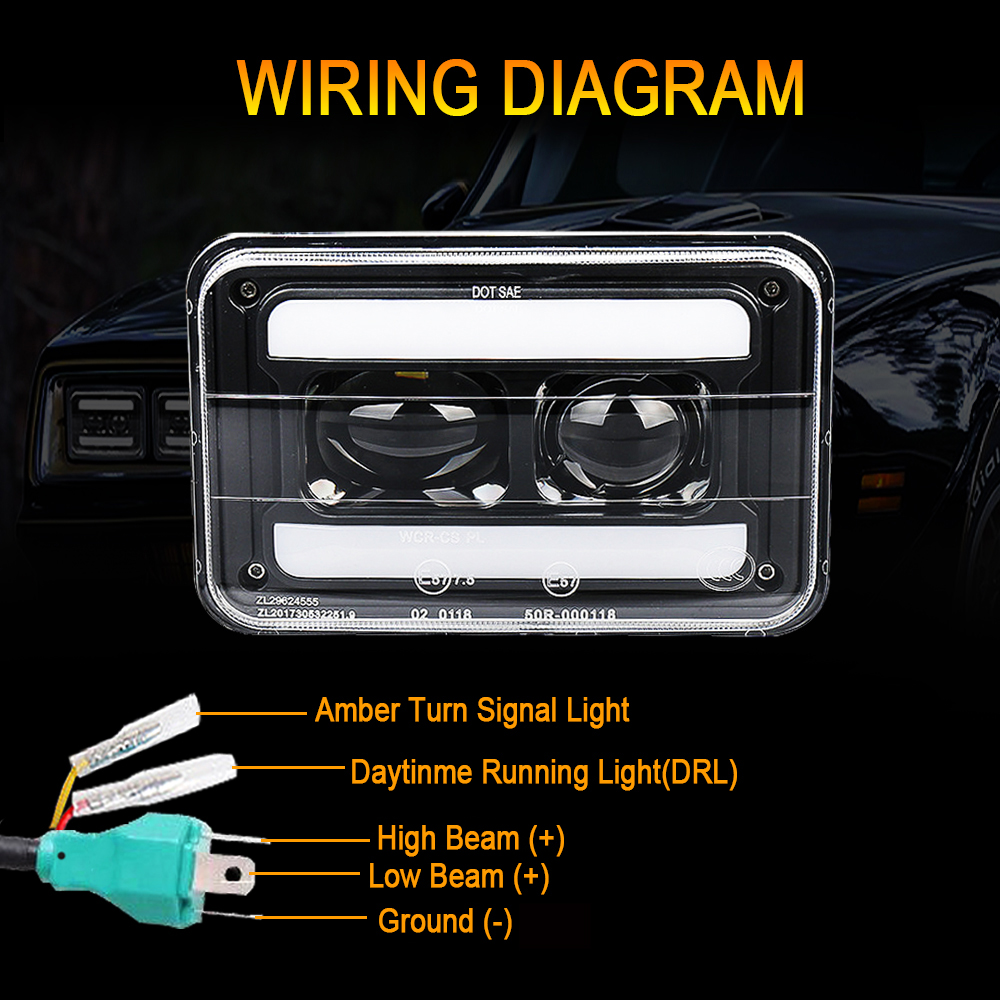 Doxmall 2Pcs/4Pcs New 4X6 Led Headlights Pontiac Firebird Headlamp with Turn Signal Replace H4651 H4656 Chevy Camaro Monte Carlo Truck Peterbilt Kenworth - Image 7