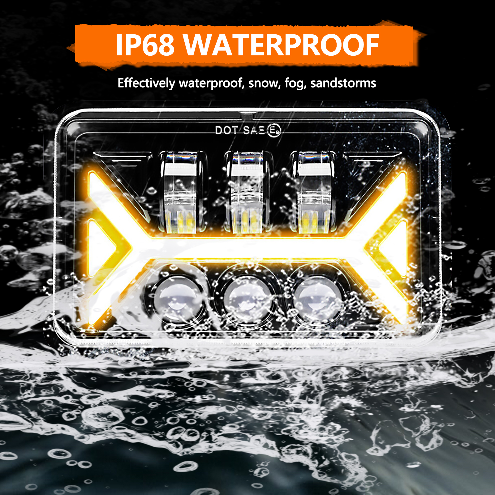 DOXMALL 4x6 Led Headlights Hi/Lo DRL 60W 6500K Bright 4x6 Headlight DOT Approved Compatible for H4652 H4666 H6545 H4651 H4656 Led Headlights 4PCS - Image 2