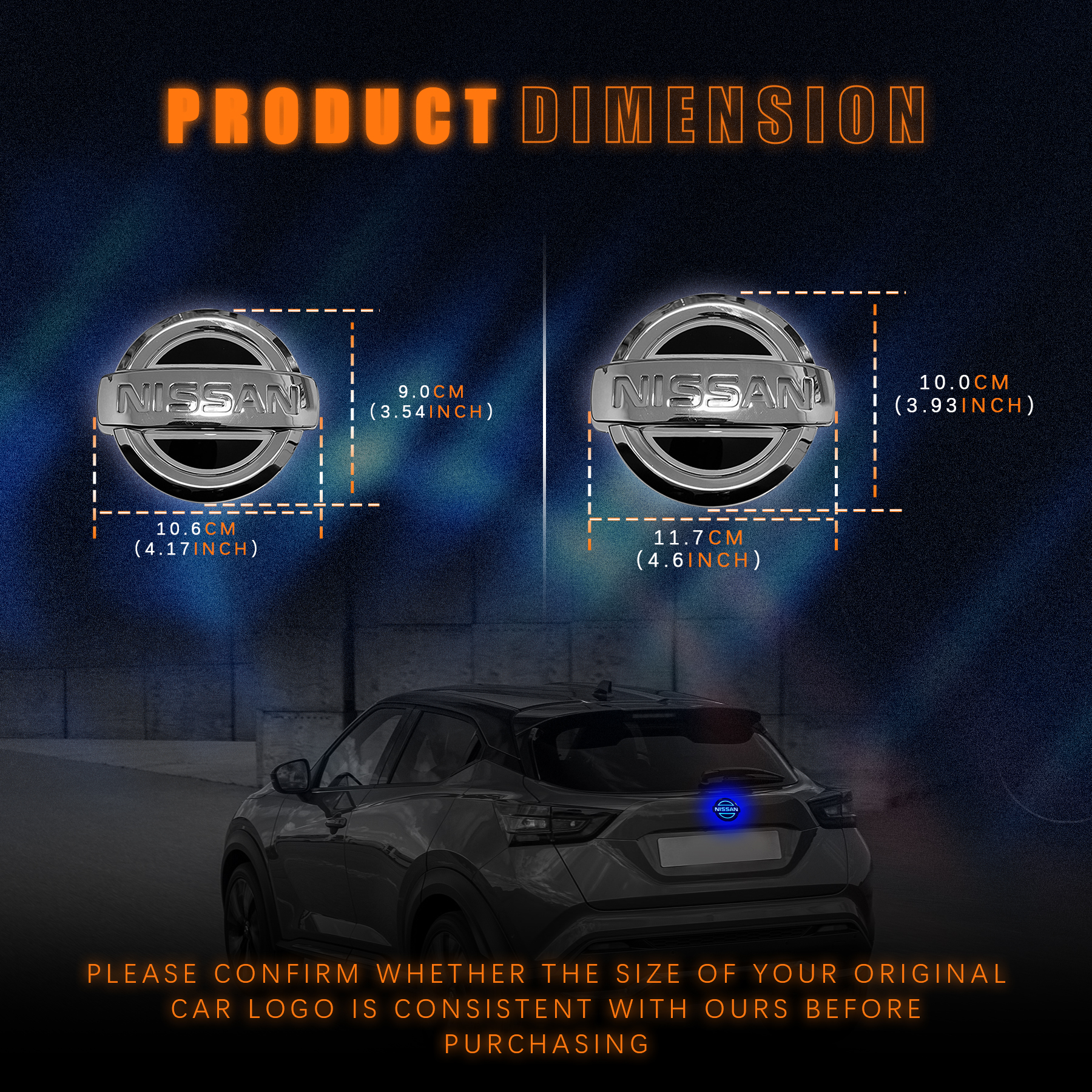 5D LED Nissan Logo Emblem Light Nissan Rear Badge Light Up with White Blue Red Colors Available - Image 3