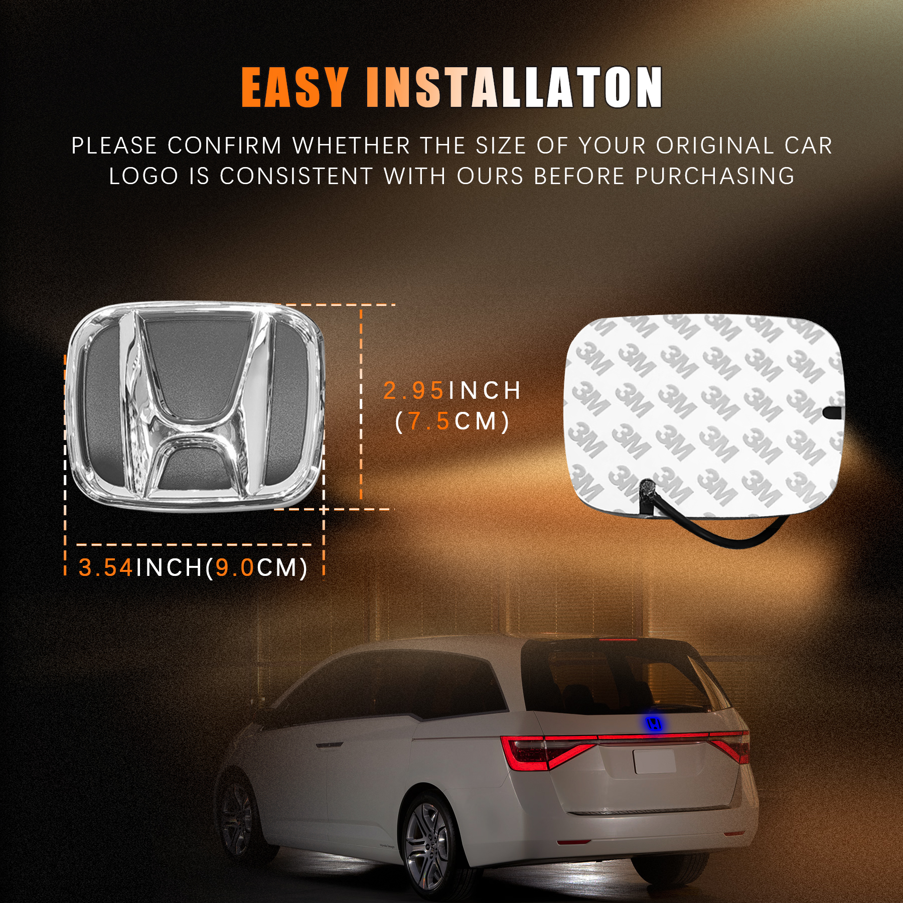 4D LED Honda Logo Light Up Emblem Rear Badge Illuminated Light with White Blue Red Colors Available - Image 4