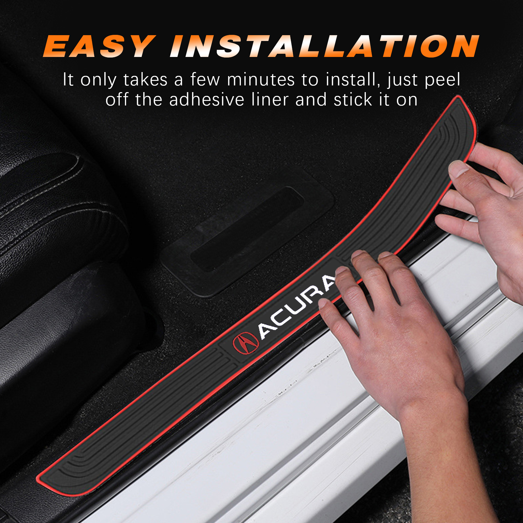 Acura Logo Car Door Sill Protector Rubber Scuff Plate Trim Accessories (4PCS) - Image 4