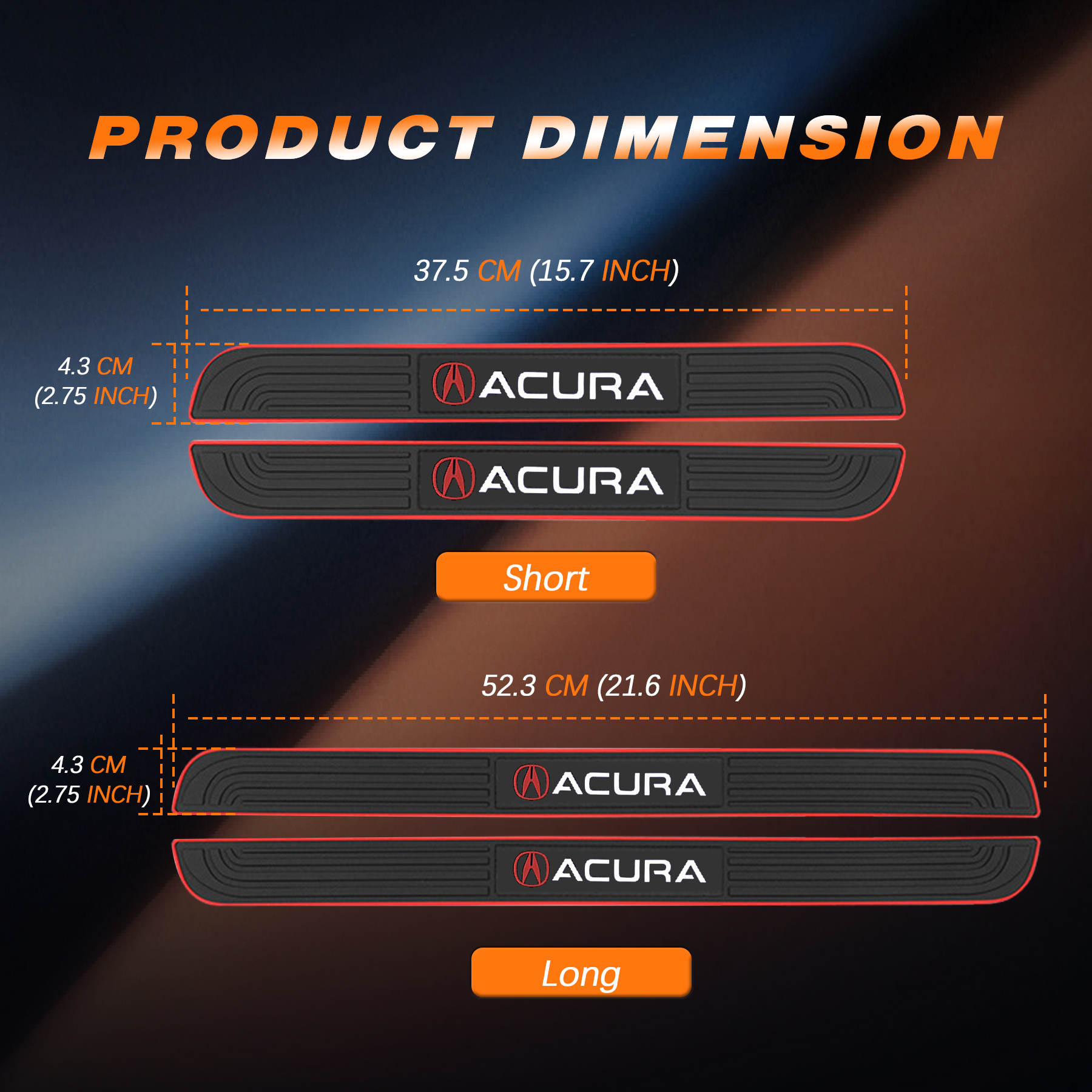 Acura Logo Car Door Sill Protector Rubber Scuff Plate Trim Accessories (4PCS) - Image 2