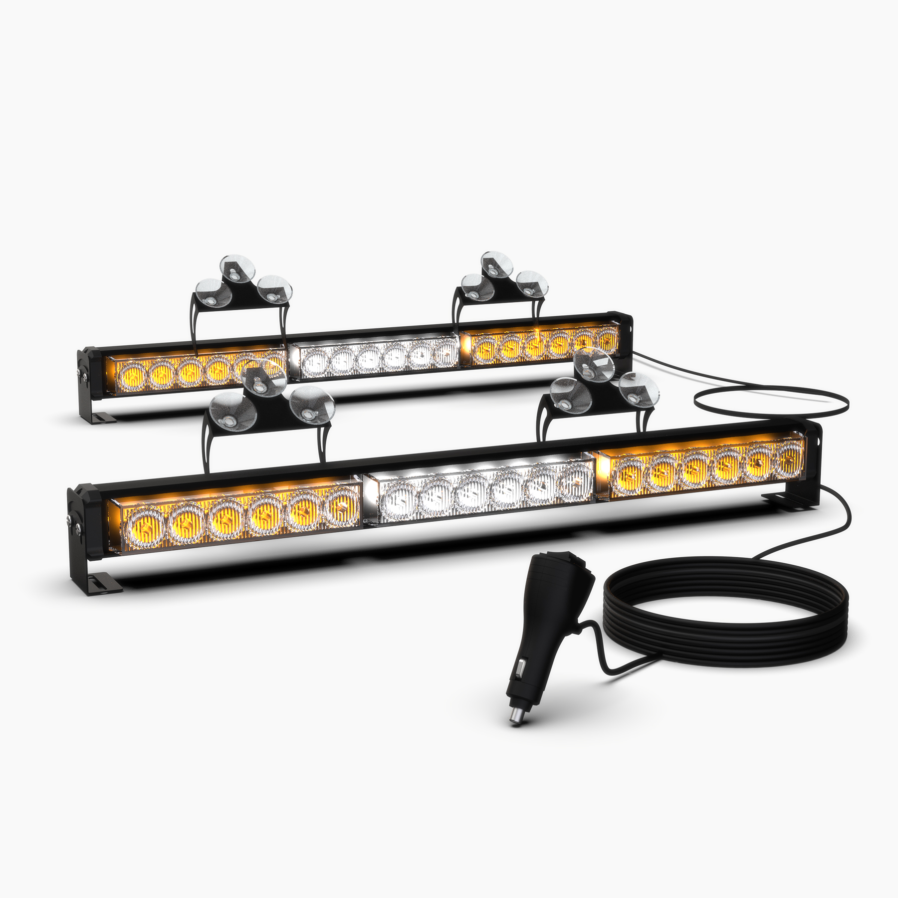 2x17.7 Inch Emergency Traffic Advisor Strobe Light Bars, 32 LED Safety Warning Flashing Lights for Construction Vehicles Trucks- Front/Rear Windshield Mount