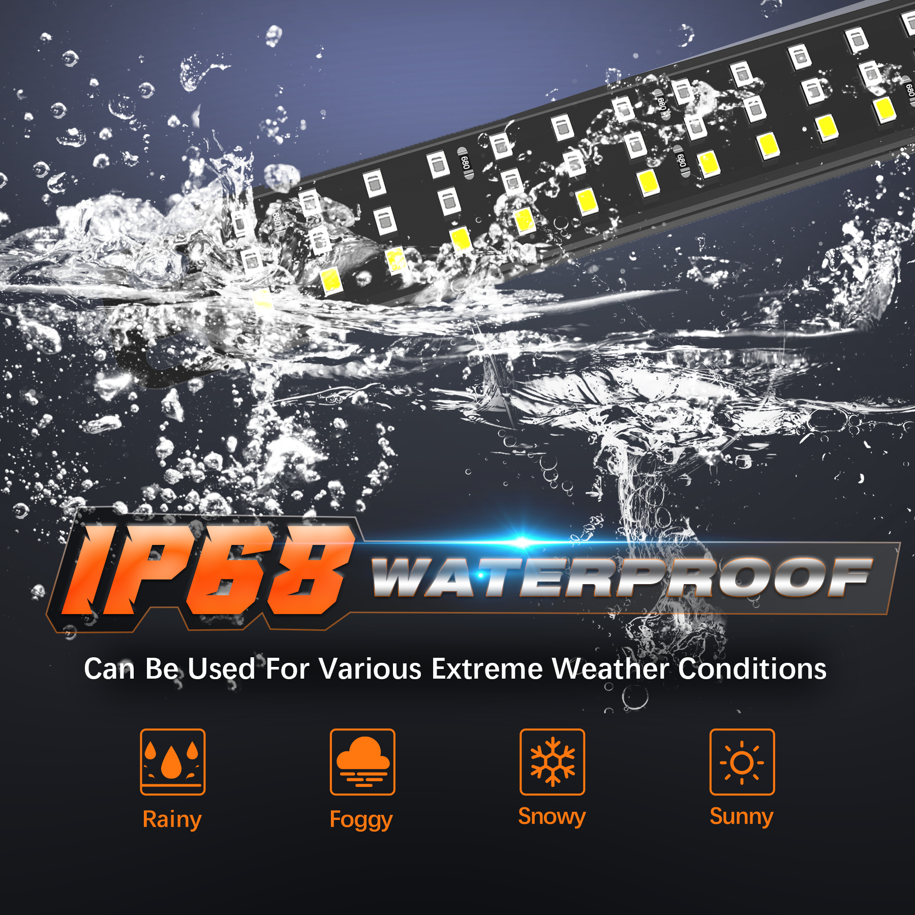 Aluminum Frame Tailgate Light Bars, Triple Row LED Strip with Red Running Brake Lights White Reverse Sequential Amber Turn Signals for Truck (48" Triple Row) - Image 6