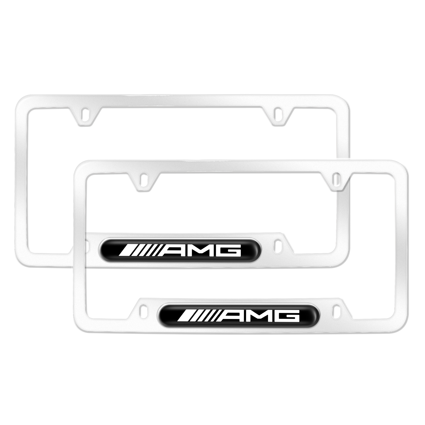 AMG Logo Stainless Silver License Plate Frame Front Rear Standard Size 6in*12in (2pcs) - Image 4