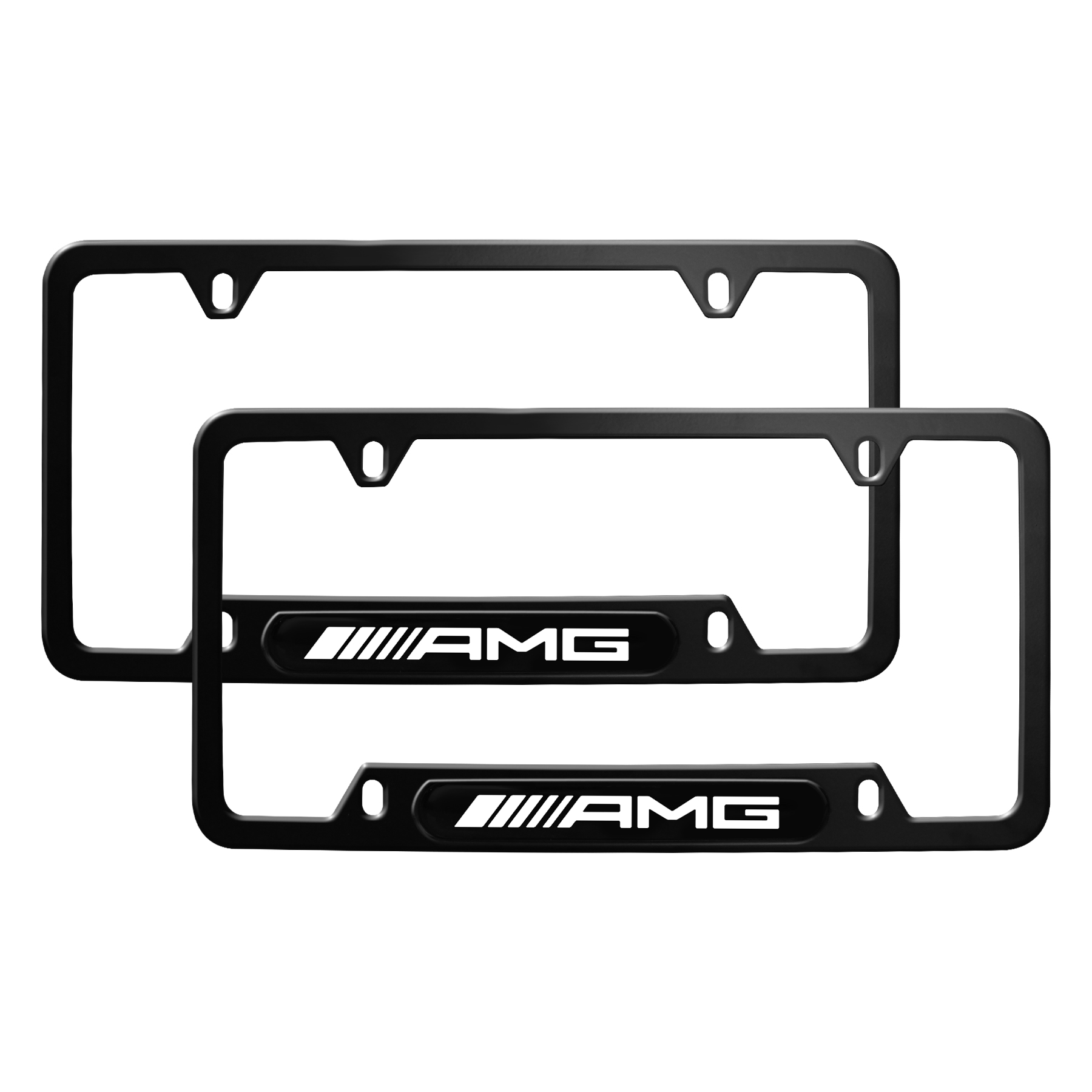 AMG Logo Stainless Black License Plate Frame Front Rear Standard Size 6in*12in (2pcs) - Image 4
