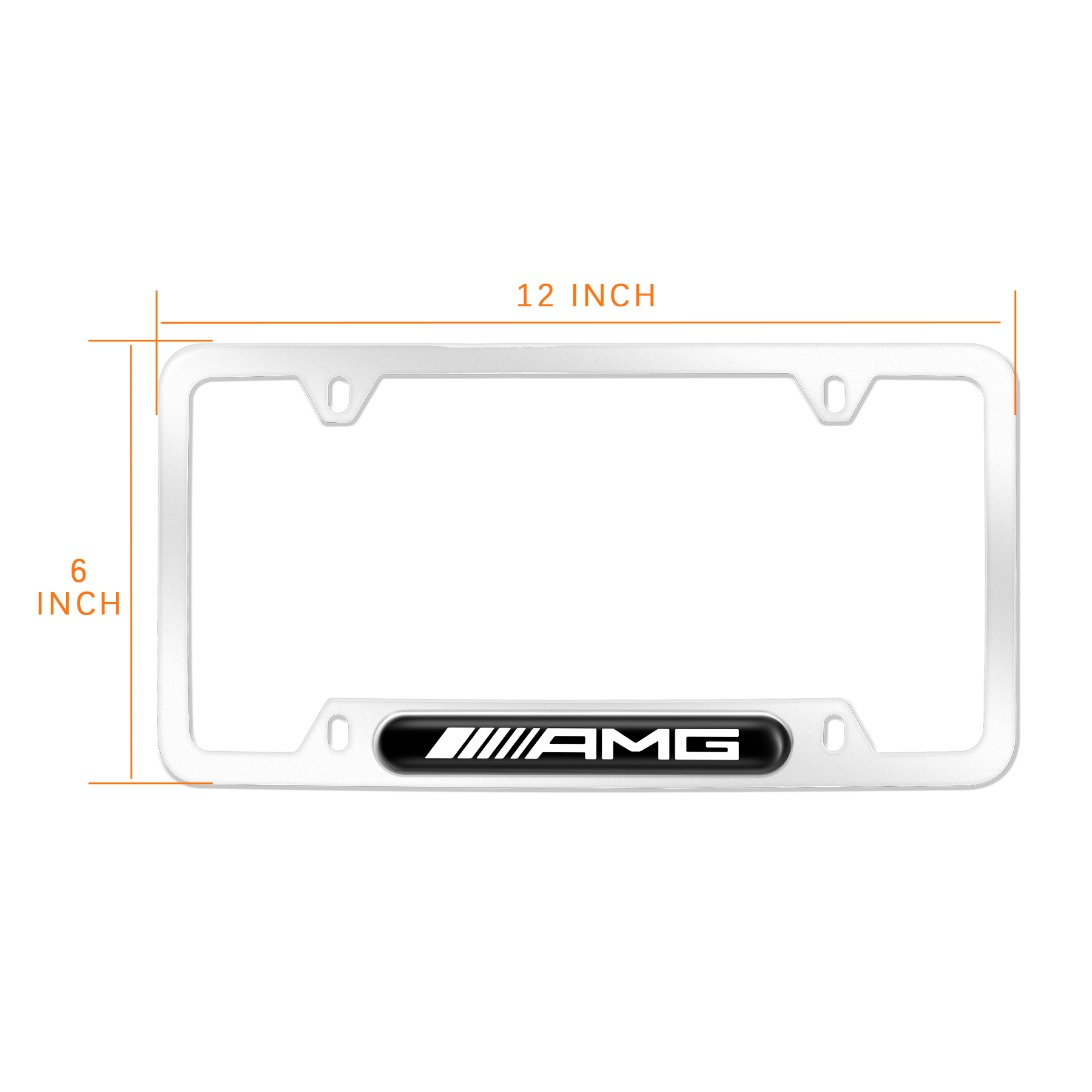 AMG Logo Stainless Silver License Plate Frame Front Rear Standard Size 6in*12in (2pcs) - Image 3