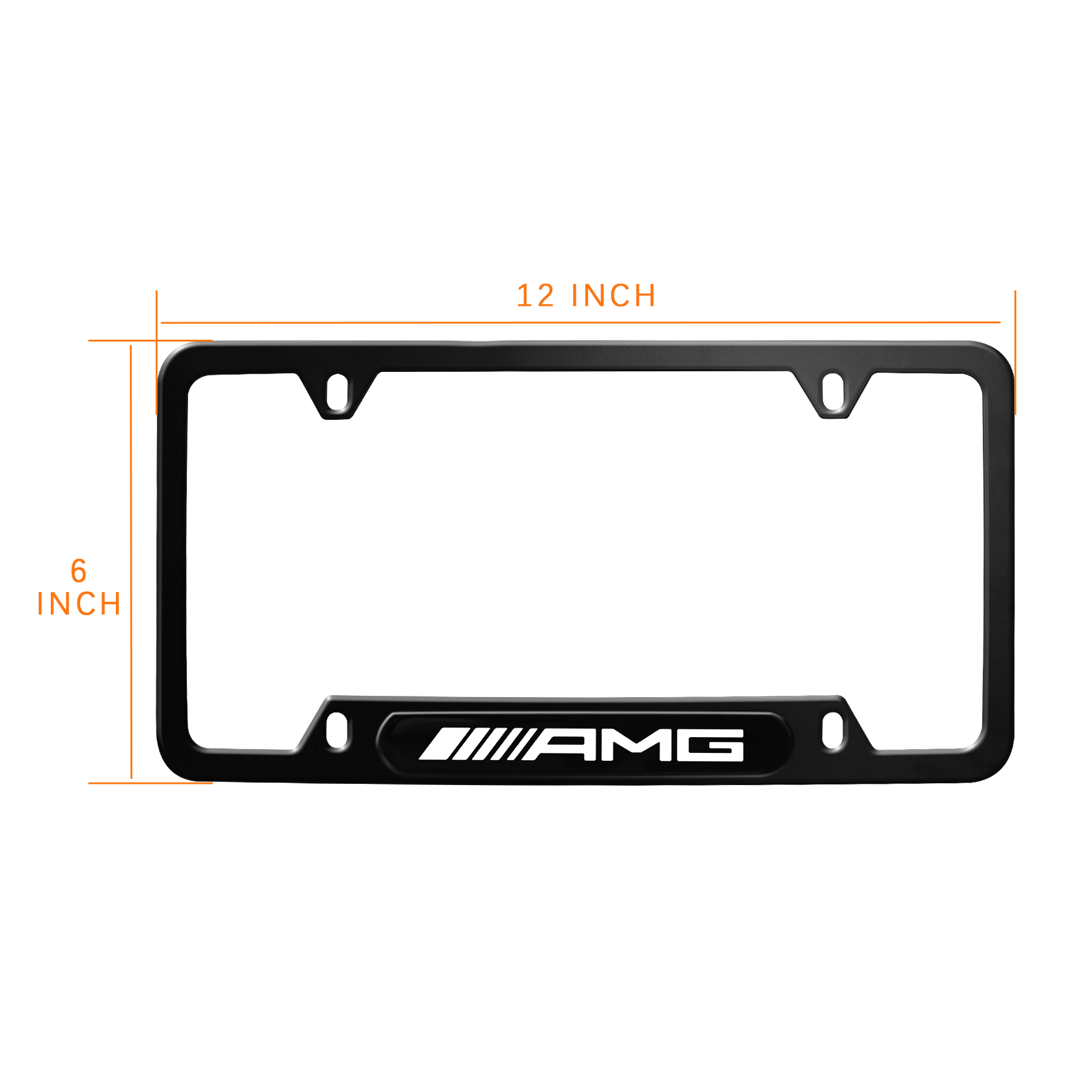 AMG Logo Stainless Black License Plate Frame Front Rear Standard Size 6in*12in (2pcs) - Image 3