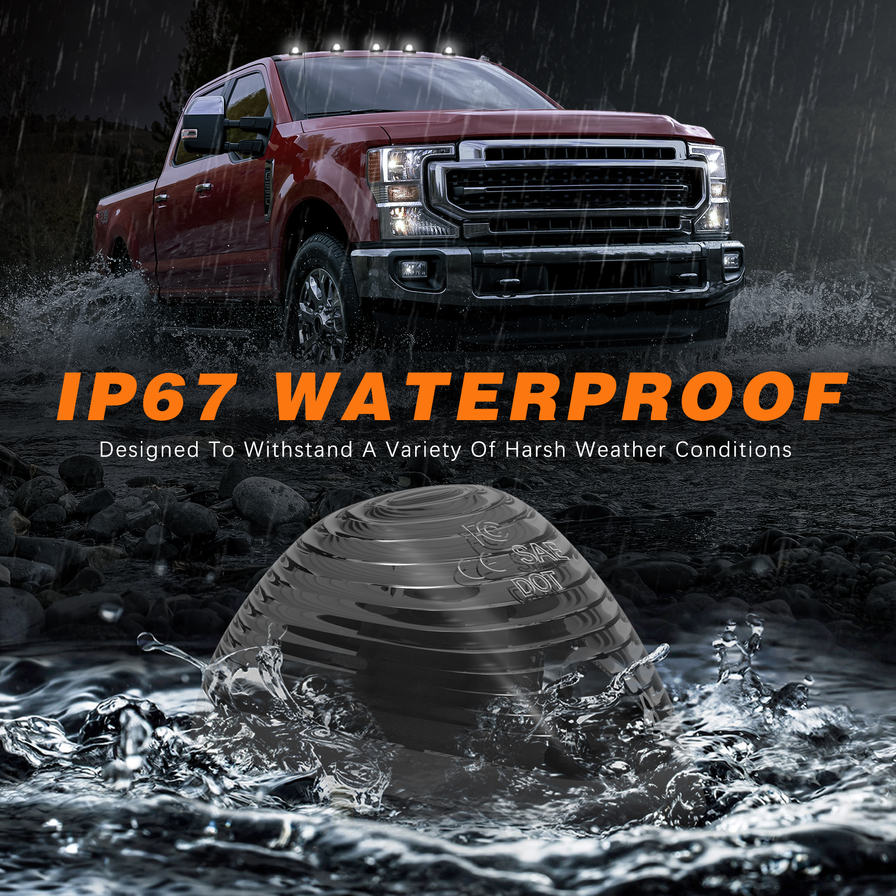 5Pcs Cab Lights Smoked Lens White Light, LED Cab Roof Top Clearance Marker Lights Replacement Assemblies Compatible with Ford 1999-2016 F150 F250 F350 F450 F550 Super Duty Pickup Trucks SUV - Image 5