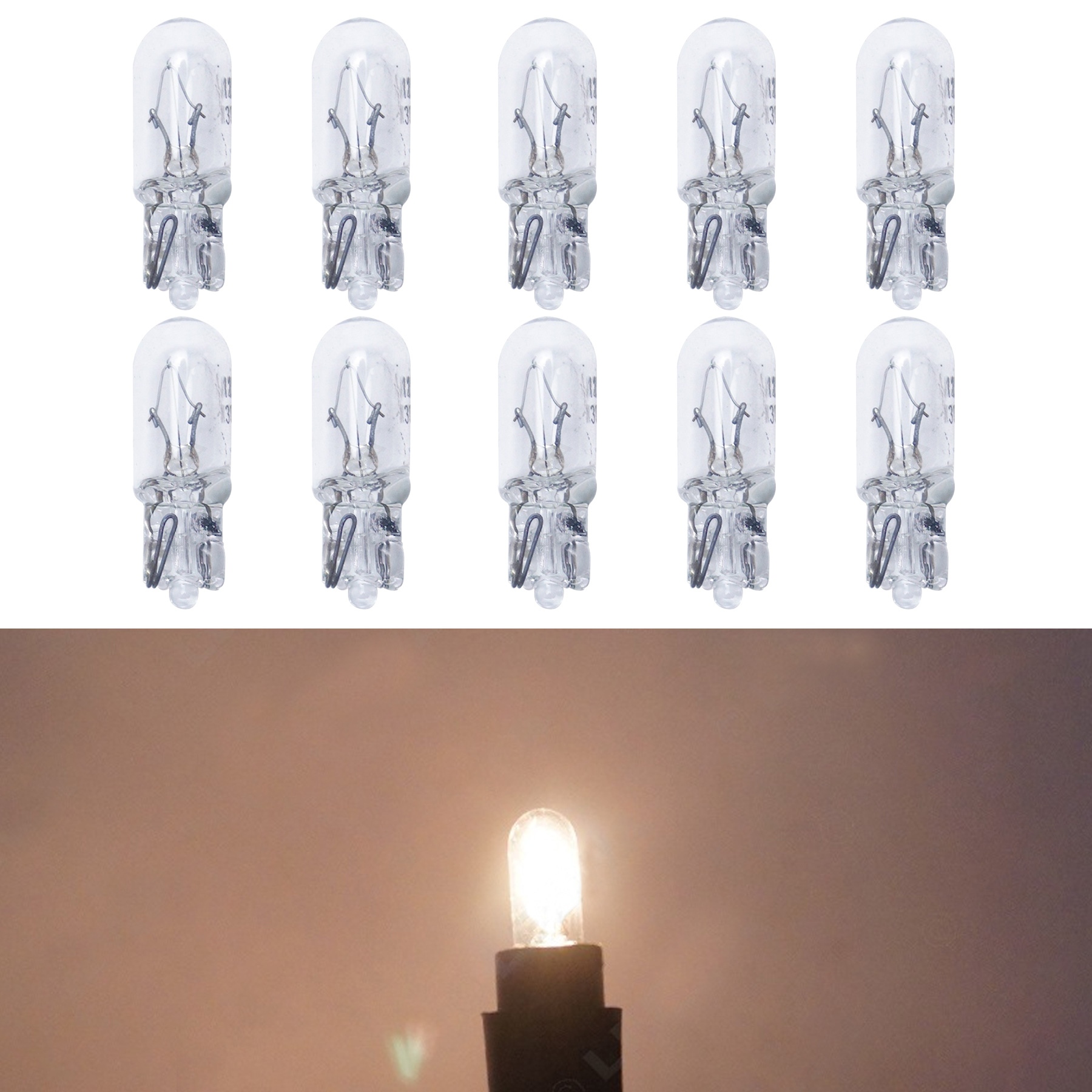 10 pcs Warm Light Bulb Instrument Lighting Dashboard Bulb 2V 3W T6.5