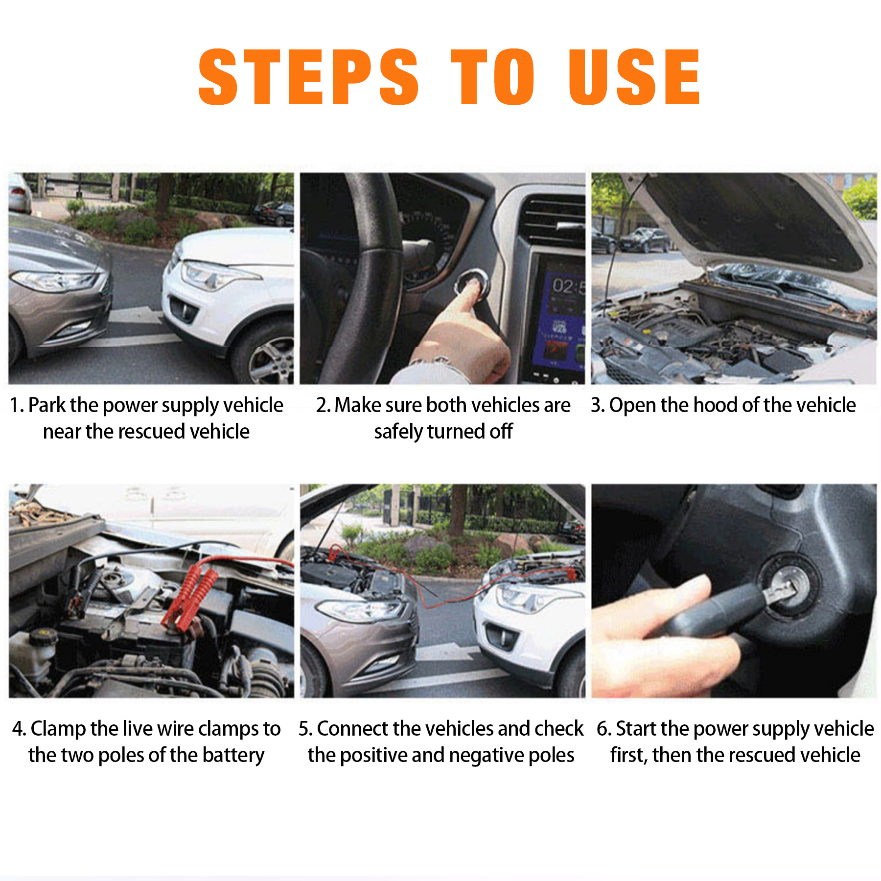 500A Jumper Cables Car Power Jumper Wire 2 Meter Length Car Emergency Jumper Wire Suitable for Most Models - Image 4