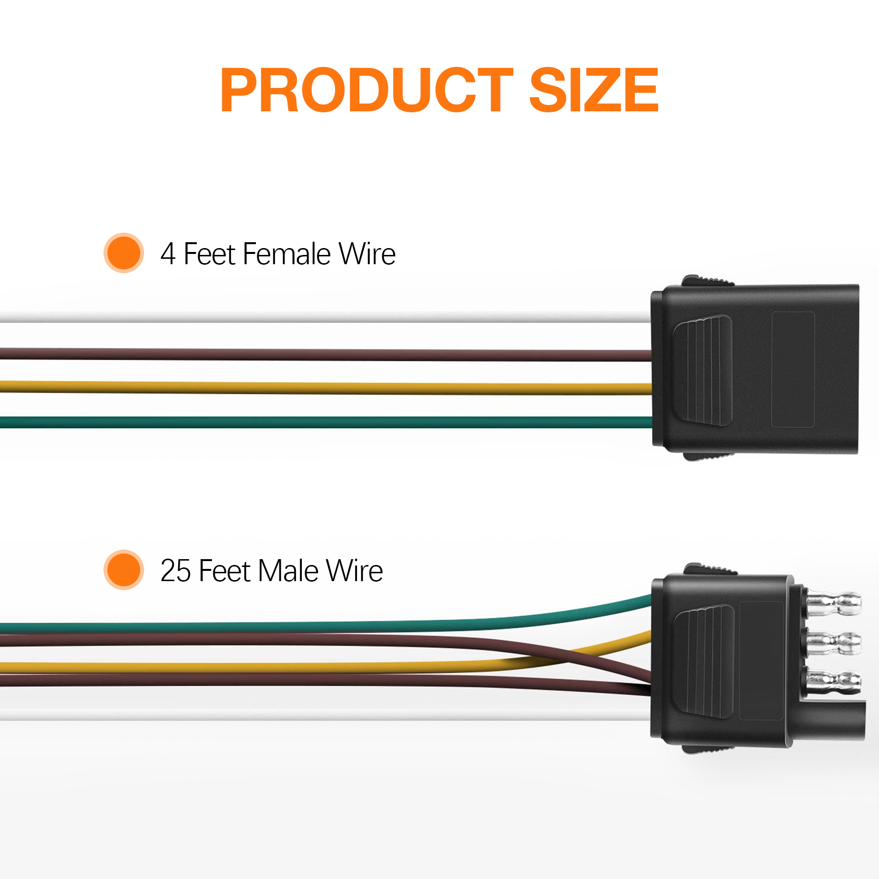 4 Pin Trailer Wiring Harness Kit 25 Feet Male 4Feet Female Wire for Utility Boat Trailer Lights - Image 2